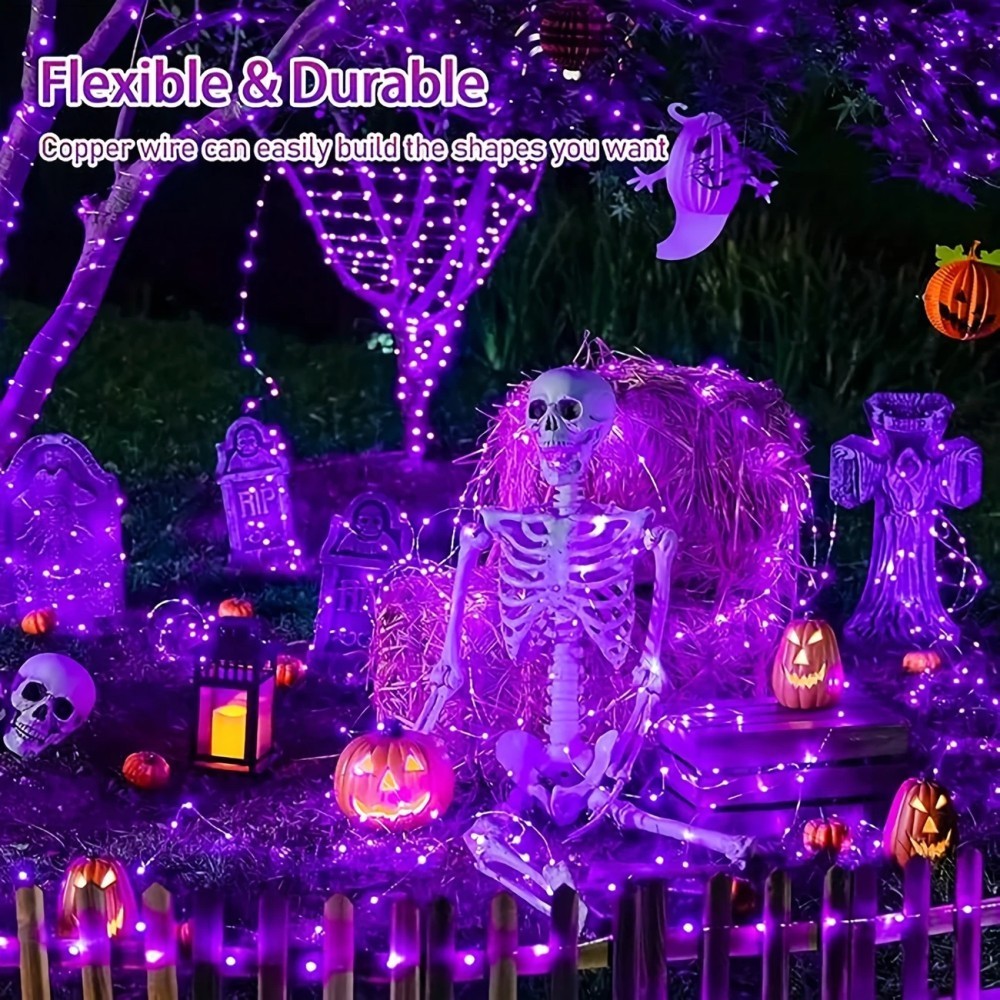 Halloween Led String Lights Orange - 1PC 12M100LED Luci solari a stringa