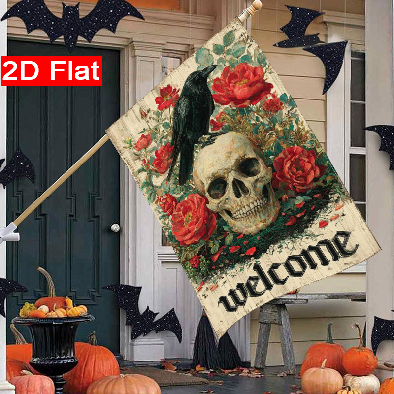 Halloween Skeleton Decoration - Bandiera da giardino a tema Halloween