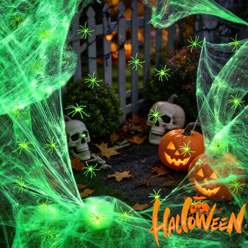 Spider Web Halloween Decoration - 1-5 set di ragnatele fluorescenti che