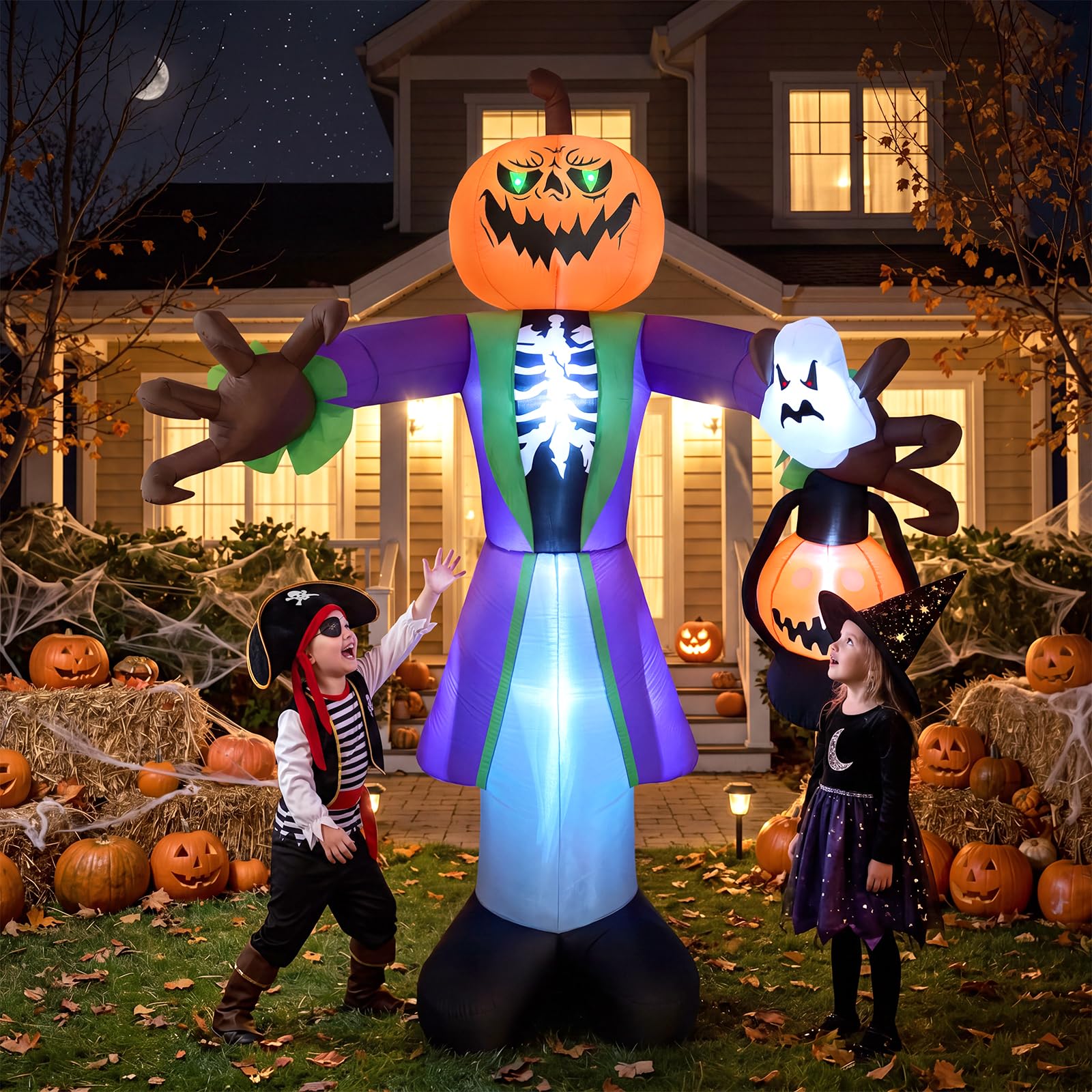 Pumpkin Lantern Halloween - Zombie zucca gonfiabile illuminata per Halloween,