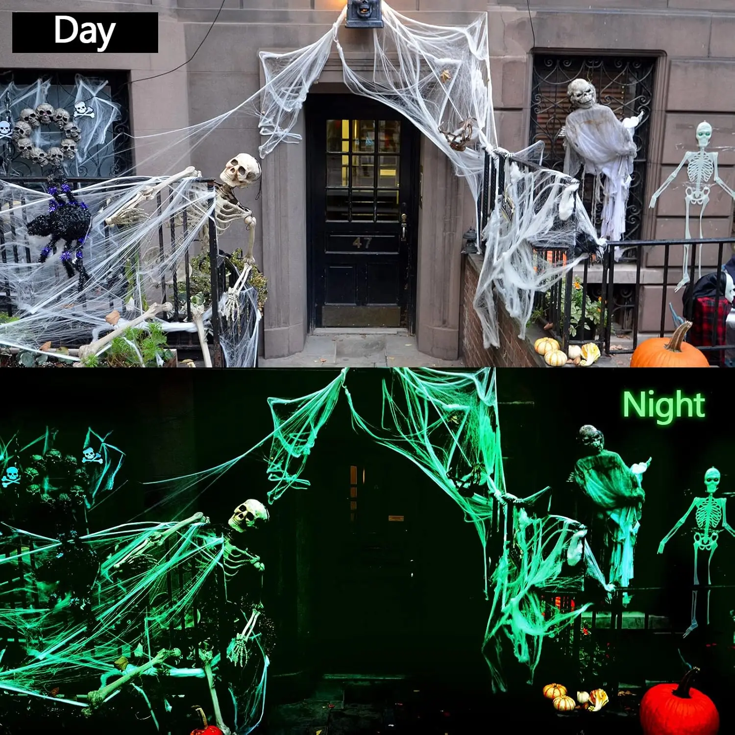 1-5 set di ragnatele fluoresce - Spider Web Halloween Decoration recensione e prezzo